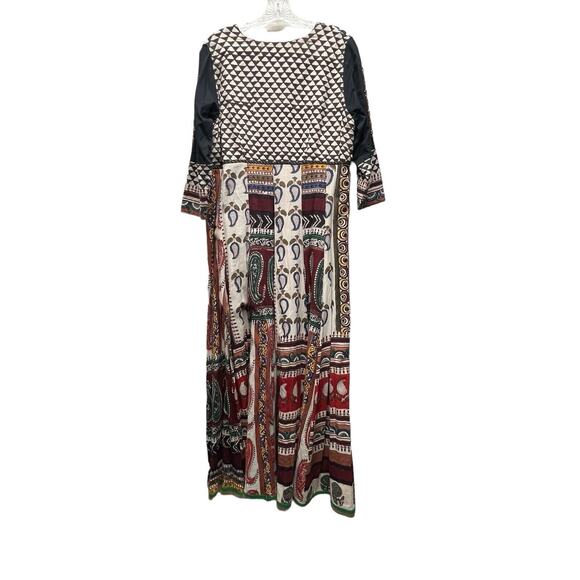 Vtg Boho Embroidered Block Print Cotton Gauze Festival Maxi Dress Size XL - Picture 6 of 7